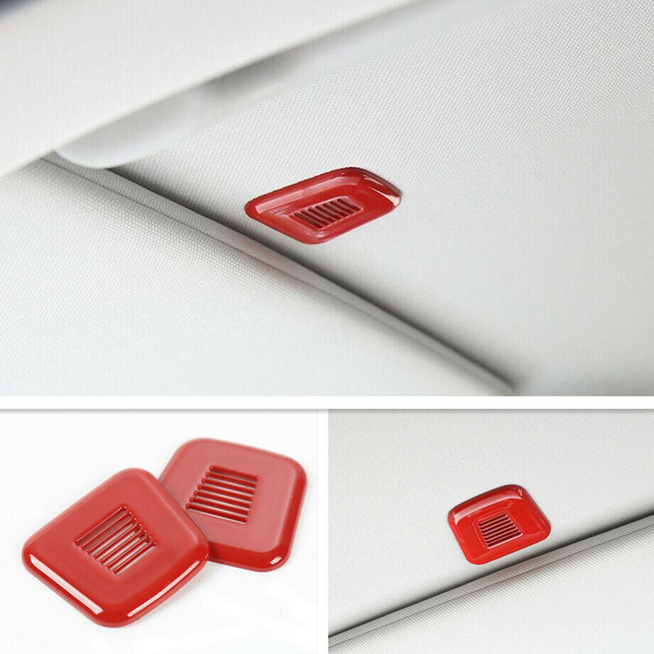 Red Roof Interior Microphone Frame Cover Decor for Dodge Durango 2017+2PCS
