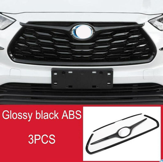 Front Grille Cover Trim for Toyota Highlander 2020-2023 Pure Black Garnish Frame