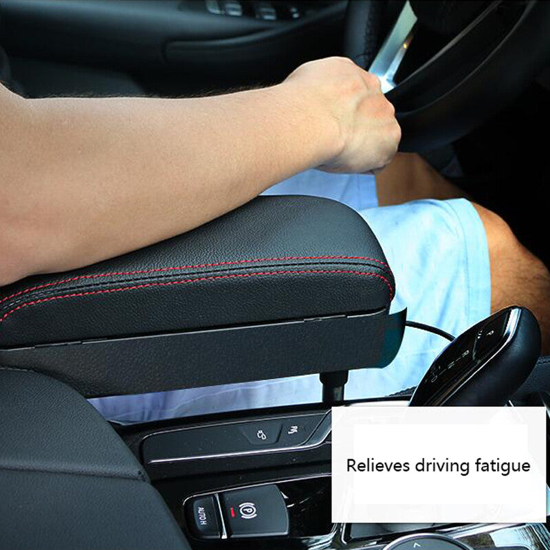 PU car door height adjustable side elbow support armrest box bracket black - n