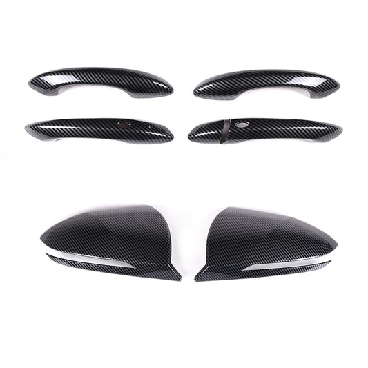 For the 2022 for Hyundai Santa Cruz - 24 Carbon ABS Side Mirrors + for Smart Door Handle Covers