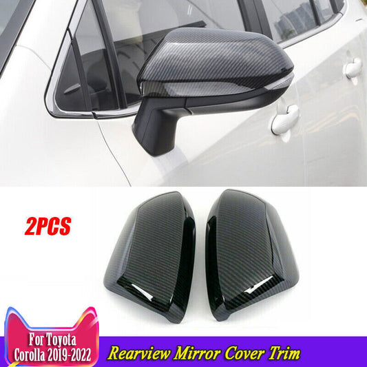 2X Carbon Fiber Look Rear Rearview Mirror Cover Trim for Toyota for Corolla 20-2024