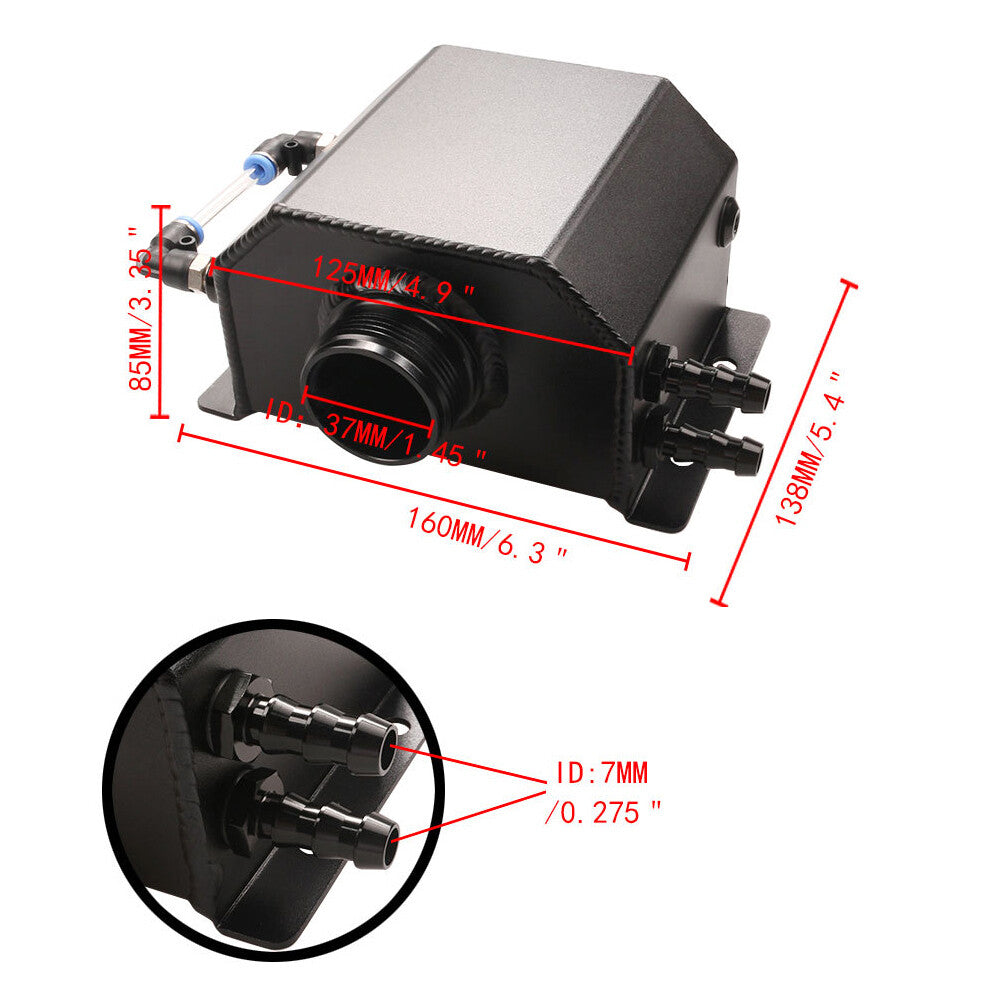 1L Black Aluminum Radiator Coolant Overflow Bottle Recovery Water Tank Reservoir v