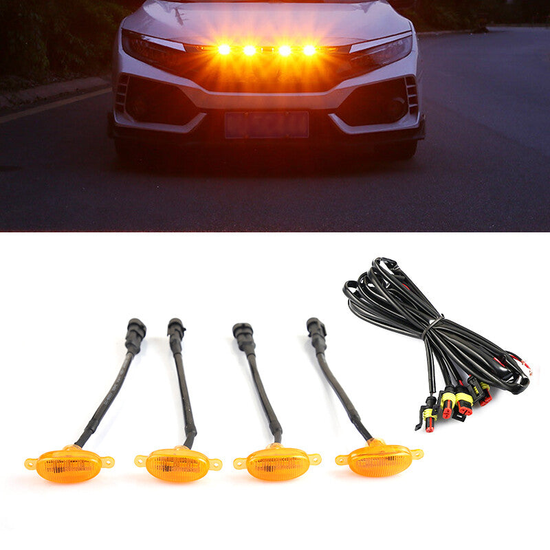 4pcs Amber Lens LED Front Bumper Grille Light Fit for Explorer 2016-2019 v