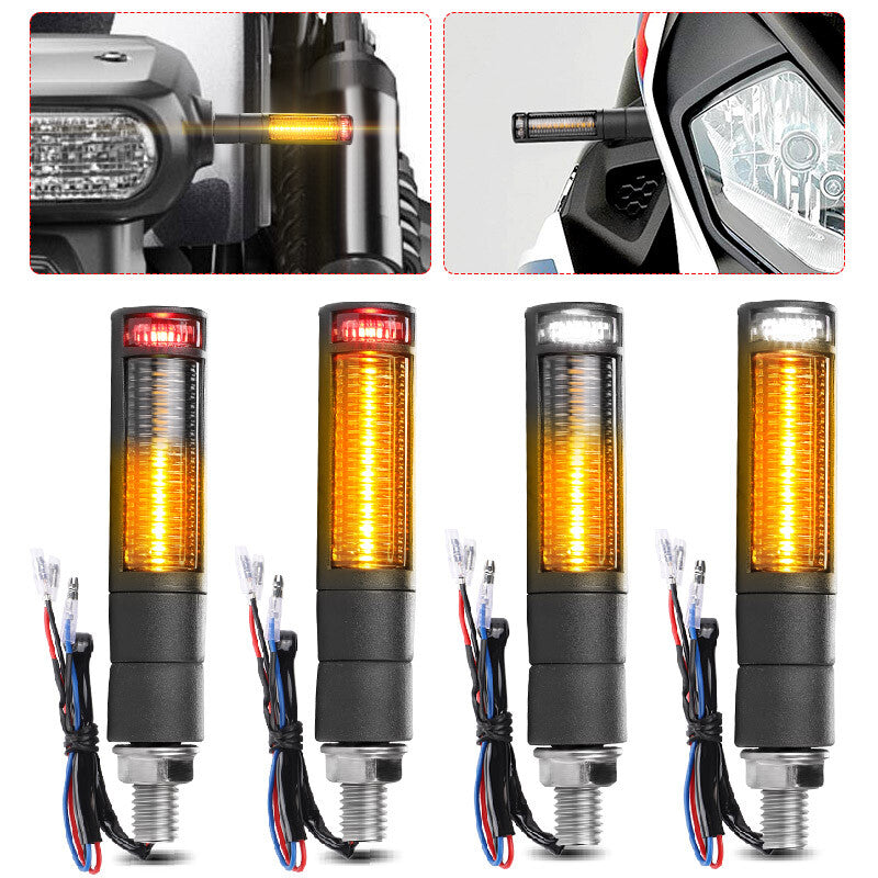 4X Black Motorcycle LED Flowing Turn Signal Blinker Brake Light Running DRL Lamp