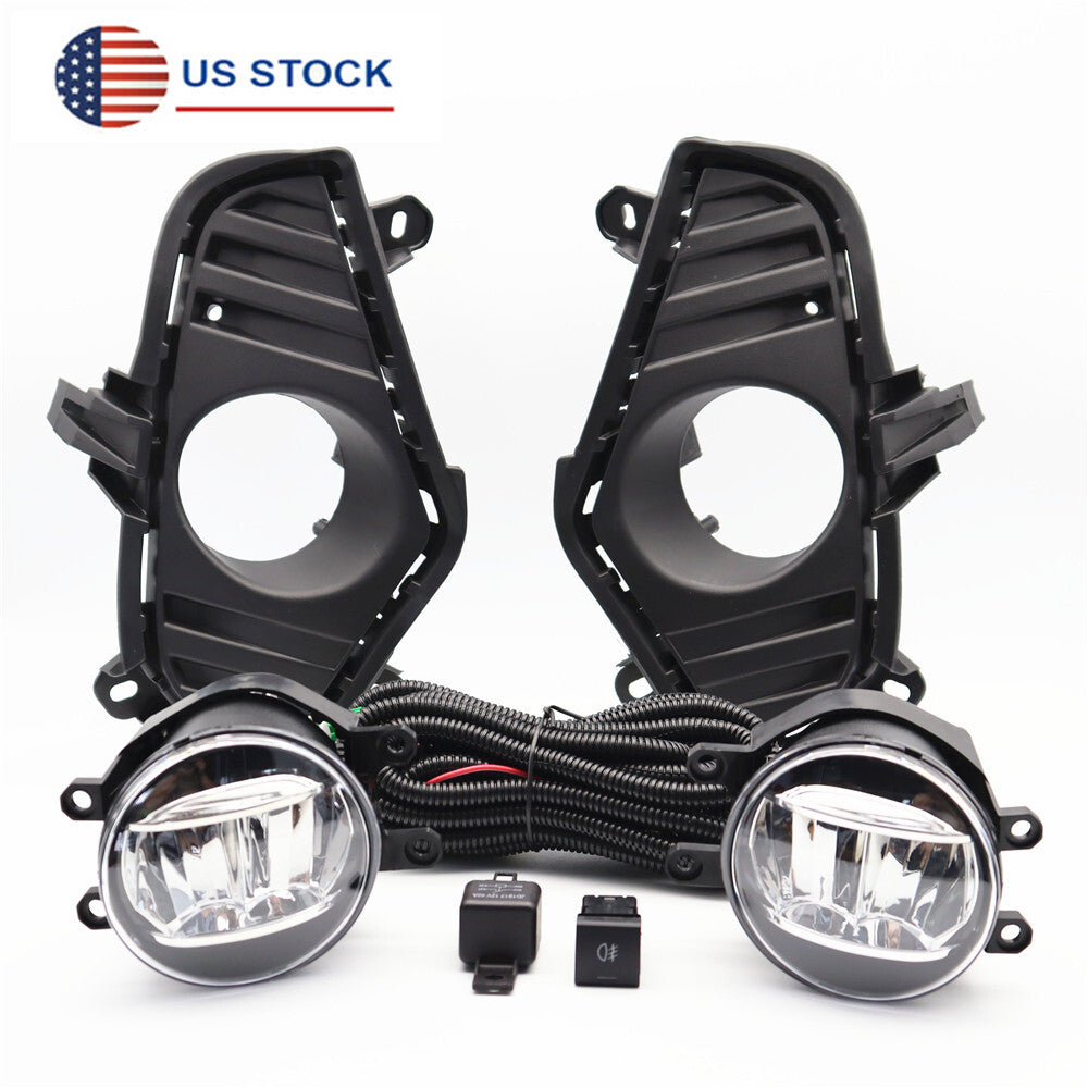 1 Pair Front Bumper LED Fog Light + Bezel + Wiring Kit for Toyota RAV4 2019-2022