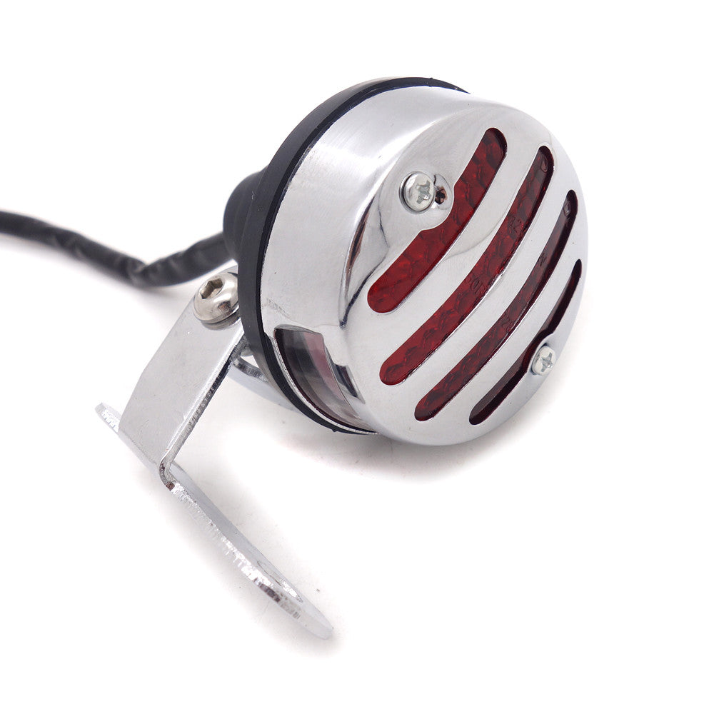 Chrome LED Vintage Grill Tail Brake Rear Light for Harley Chopper Touring ATV Q