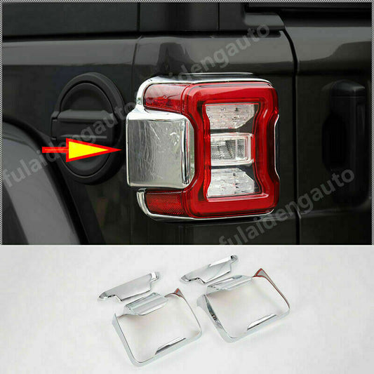 4Pcs Chrome Rear Tail Light Lamp Frame Cover Trim for Jeep for Wrangler JL 2018-2021