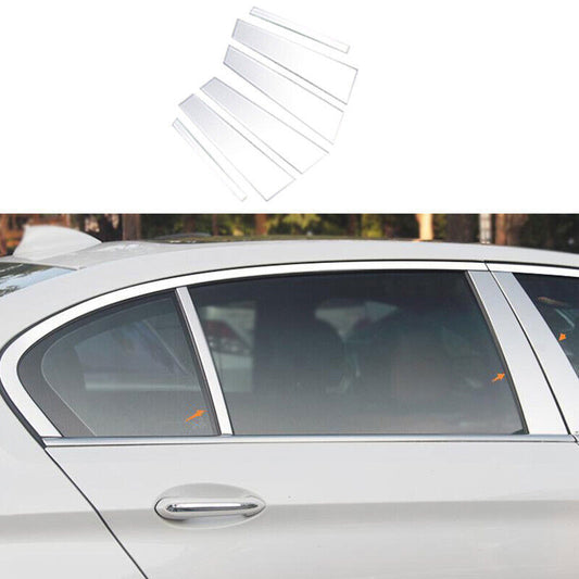 for BMW 5 Series G30 2018-23 Silver Steel BC Pillar Post Panel Window Trim Cover