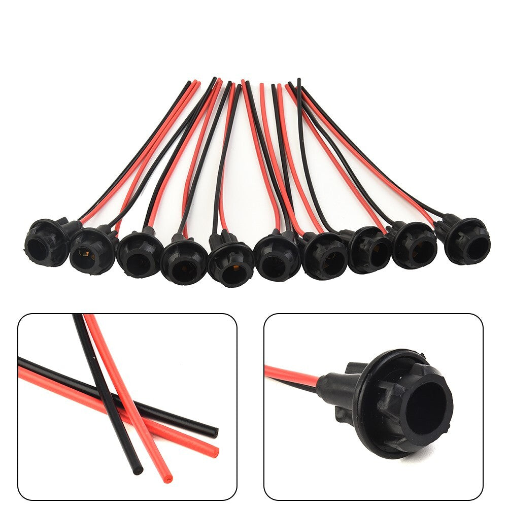 10-Pack 12V Car Socket Connector Extended LED Wedge Lamp Base