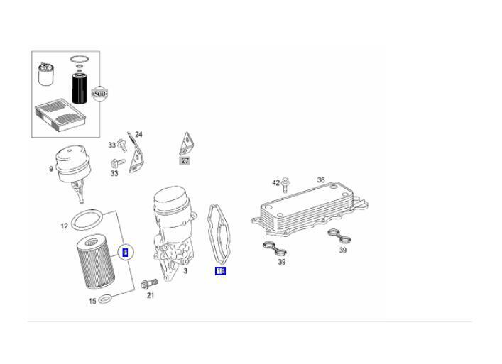 1 Oil Filter & 2 Oil Filter Housing Gasket for Mercedes W164 W251 GL350 ML350 v