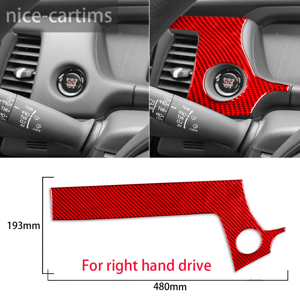for Honda Fit 2020+ RHD Interior Start Stop Key Hole Panel Trim Red Carbon Fiber