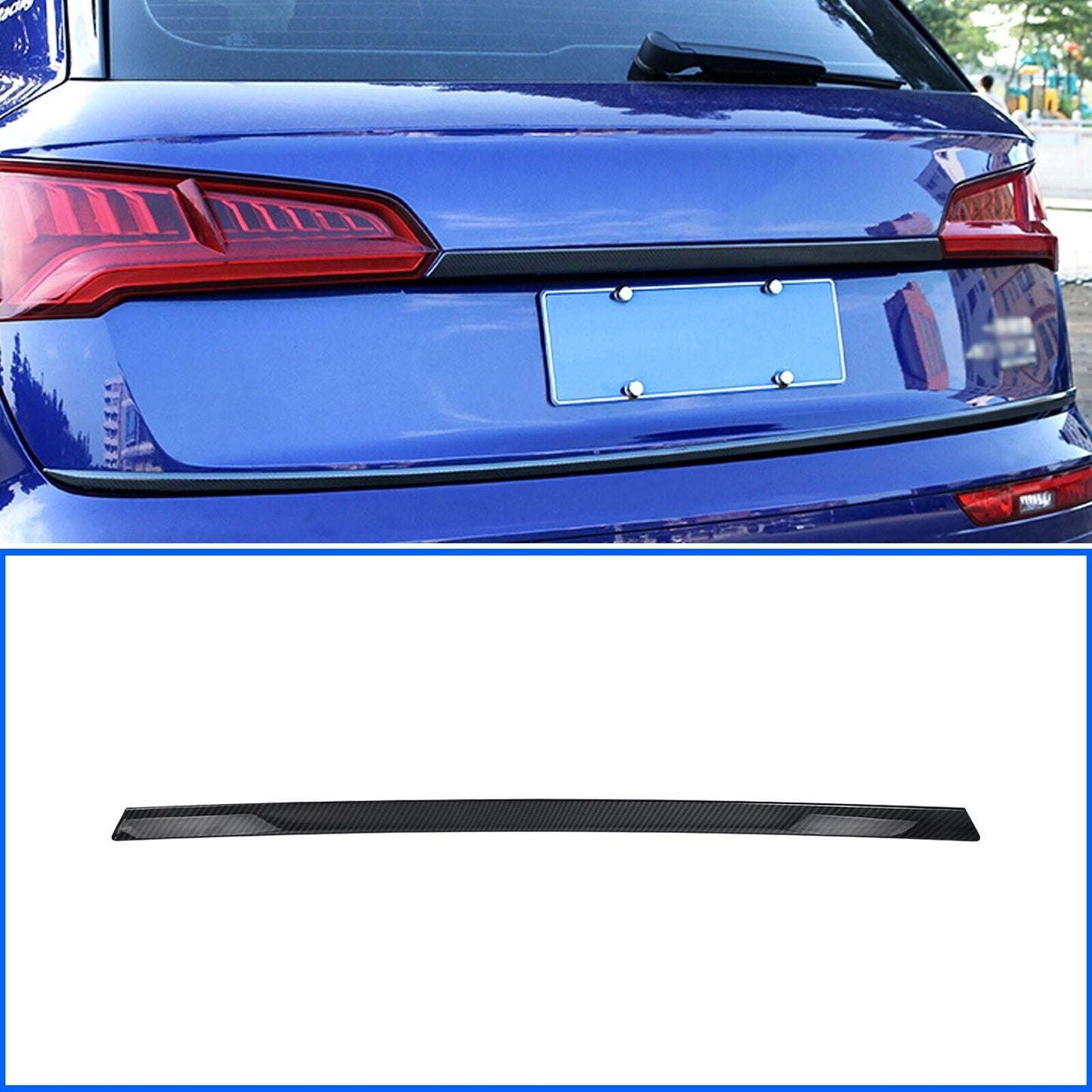 for Audi Q5 SQ5 2018-2022 Carbon Fiber ABS Rear Door Trunk Lid Stripe Cover Trim