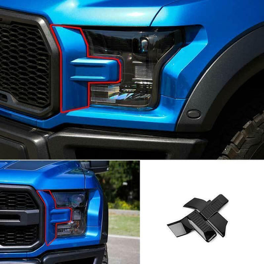 Gloss Black Front Headlight Lamp Cover Trim 2pcs for Ford F150 F-150 2015-2020 A