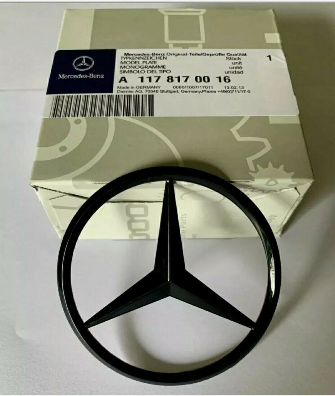 for Mercedes CLA W117 C117 Rear Boot Cover Star Badge, Glossy Black, A1178170016 - 2013+