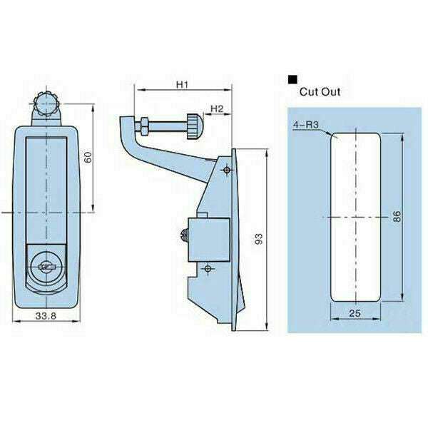 2-Piece Compression Latch Adjustable Manual Button Drive C2-43-25- n