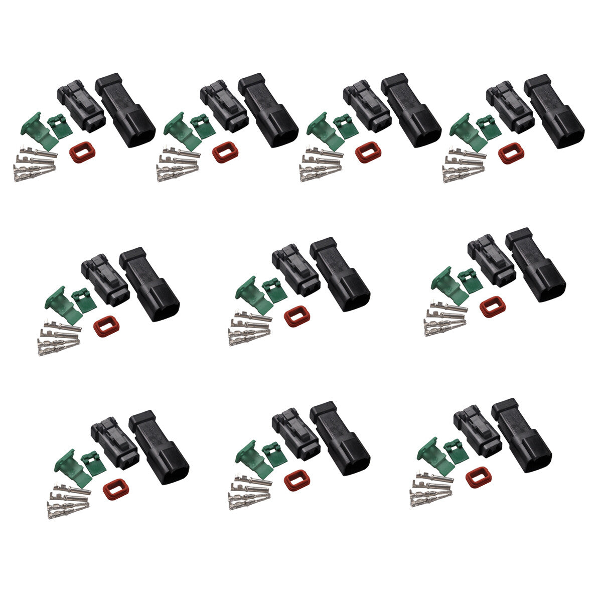 10 sets of Deutsch DT 2-pin connector kits, 18-16 GA female, solid nickel contacts