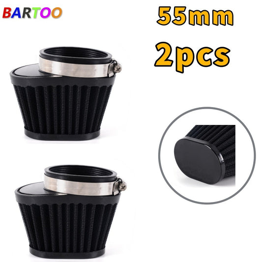 2PCS 55mm Air Filter Cleaner Round Tapered Replacement Fit For Motorcycle / Car Q