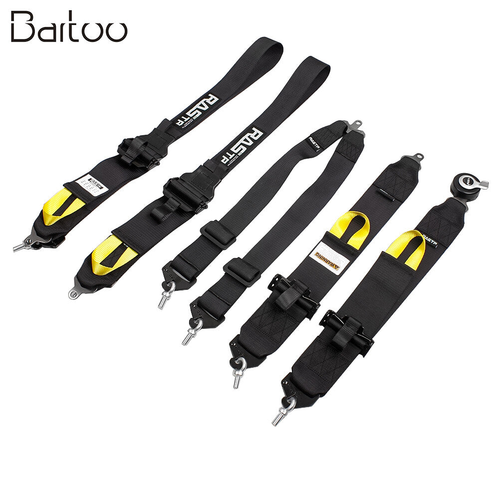 New Black RASTP 2 + 3 6-Point for Seat Belt Retractable for Seat Belts Universal Q