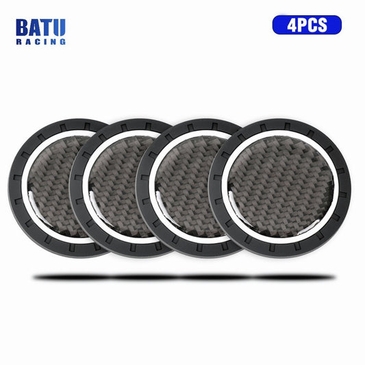 4PCS Carbon Fiber Cup Holder Pad Water Cup Slot Non-Slip Mat Car Accessories