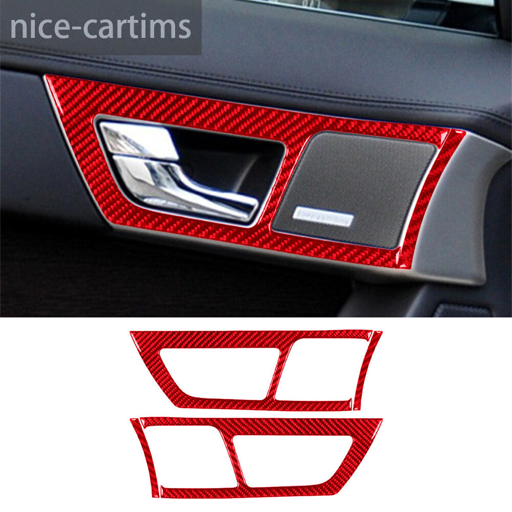 4¡ÁRed Carbon Fiber Interior Front Door Handle Panel Trim for Jaguar XF 2009-2011