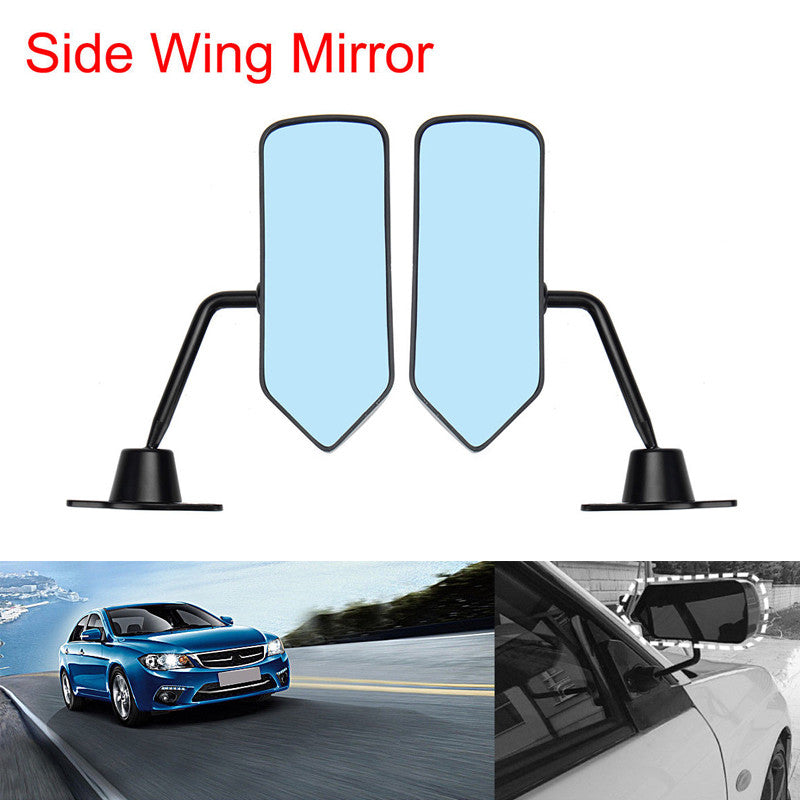 2-Piece Universal F1 Style Rearview Mirror Side Mirror Convex Glass Black Well n