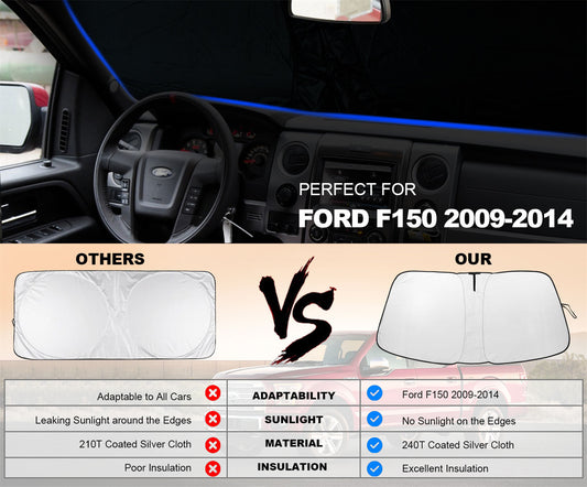 Custom-made windshield sunshade and UV protection cover for 09-14 trucks. n