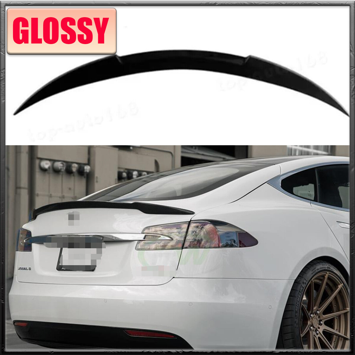For Model 3 2024-2025 ABS Glossy Black Rear Door Tail Trunk Spoiler Wing n