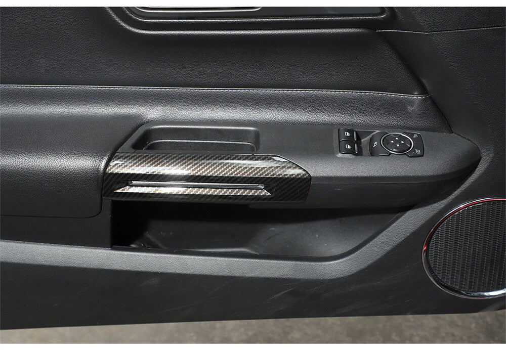 for Ford for Mustang 2015-2022 Interior Door Armrest Handle Cover ABS Carbon Fiber¡Á2