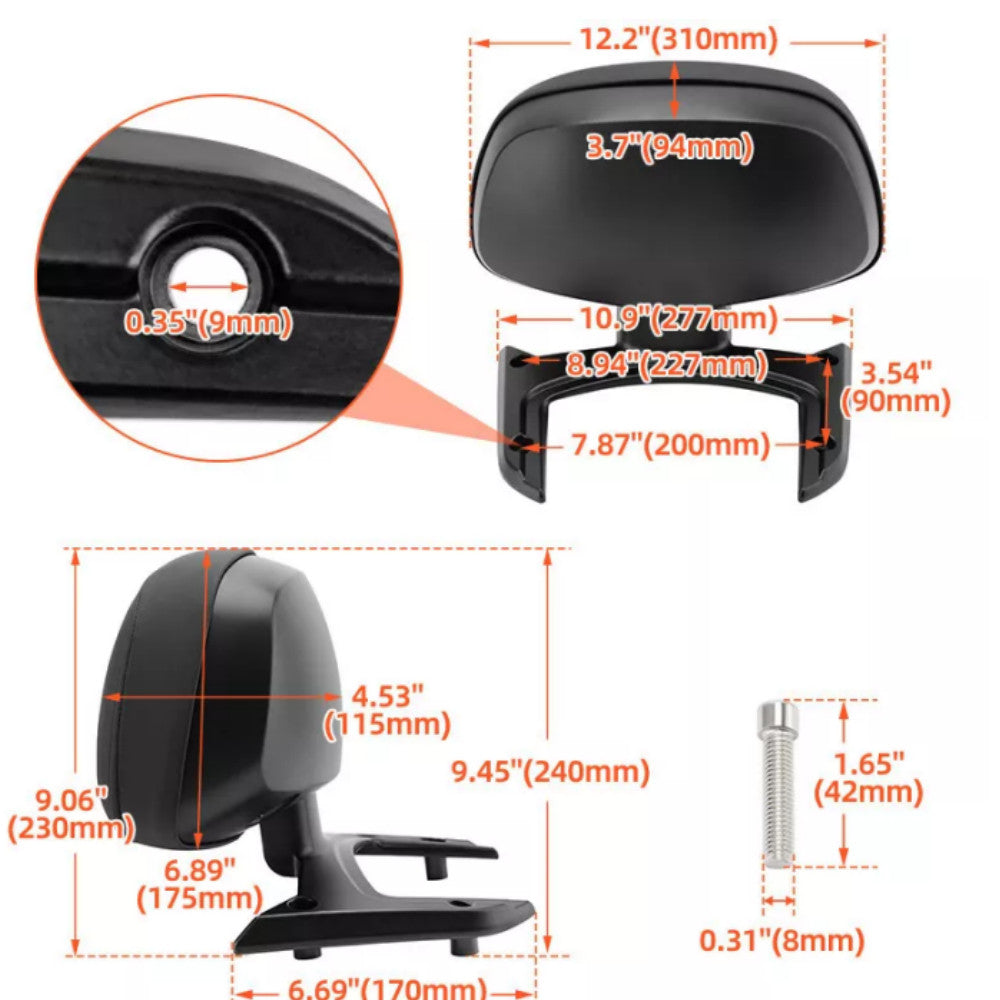 Rear passenger backrest cushion for Honda Gold Wing GL1800 F6B 2018-2024, Black. n