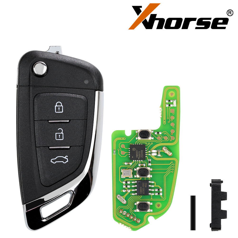 5¡Á XKKF03EN Wire Universal Remote Key 3 Buttons Flip For VVDI key Tool