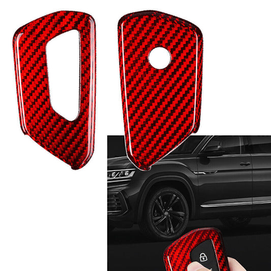Red Carbon Fiber Look Remote Key Holder Cover Case Fit for VW for Golf MK8 2020-2021 Q
