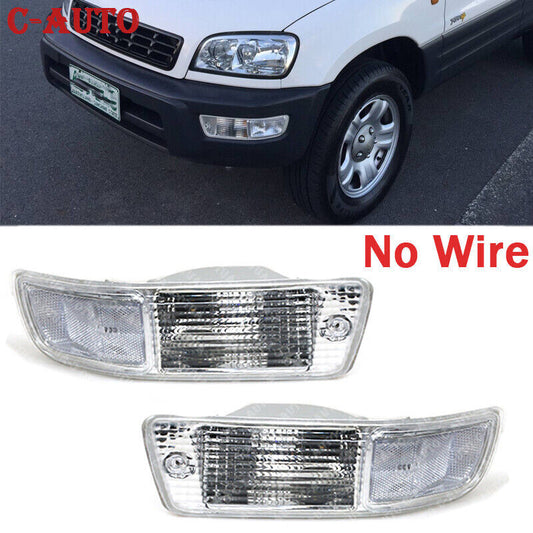 Pair White Front Bumper Fog Lamp without bulb No Wire For 1998-1999 for Toyota RAV4