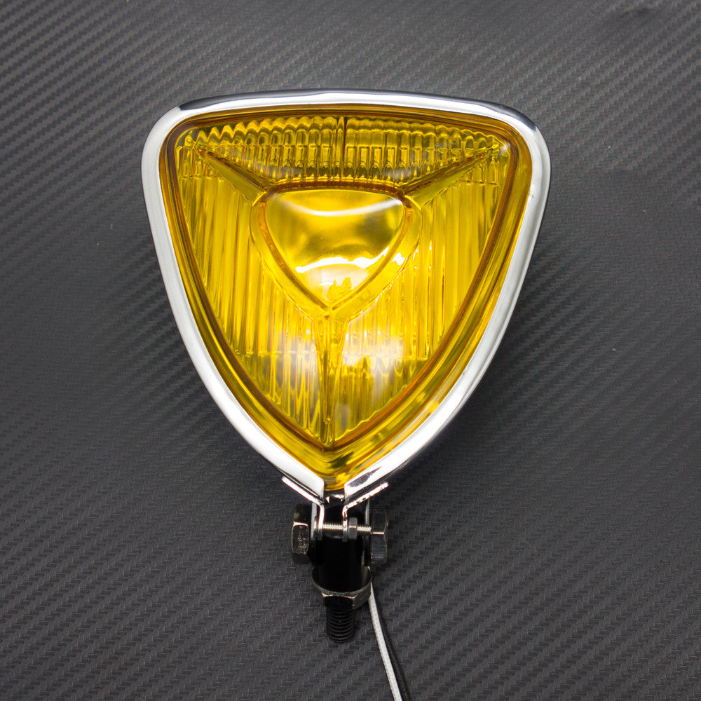 Motorcycle Black Triangle Headlight Lamp Flat Back for Honda for Suzuki Custom Q