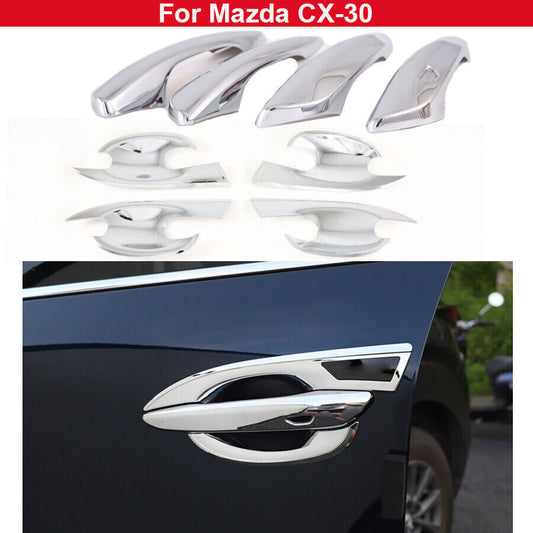 8X ABS Chrome Door bowl Body Molding Handle cover Trim for Mazda CX-30 2020-2024