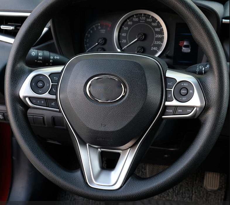 Matte silver Steering Wheel Trim 3pcs for Corolla Cross 2022 v