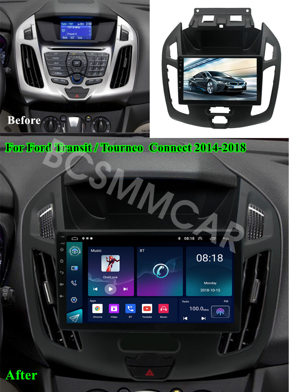 Android 13 GPS Stereo Nav 4+32G Fit for Ford Transit Connect 2014-2018 Car Radio