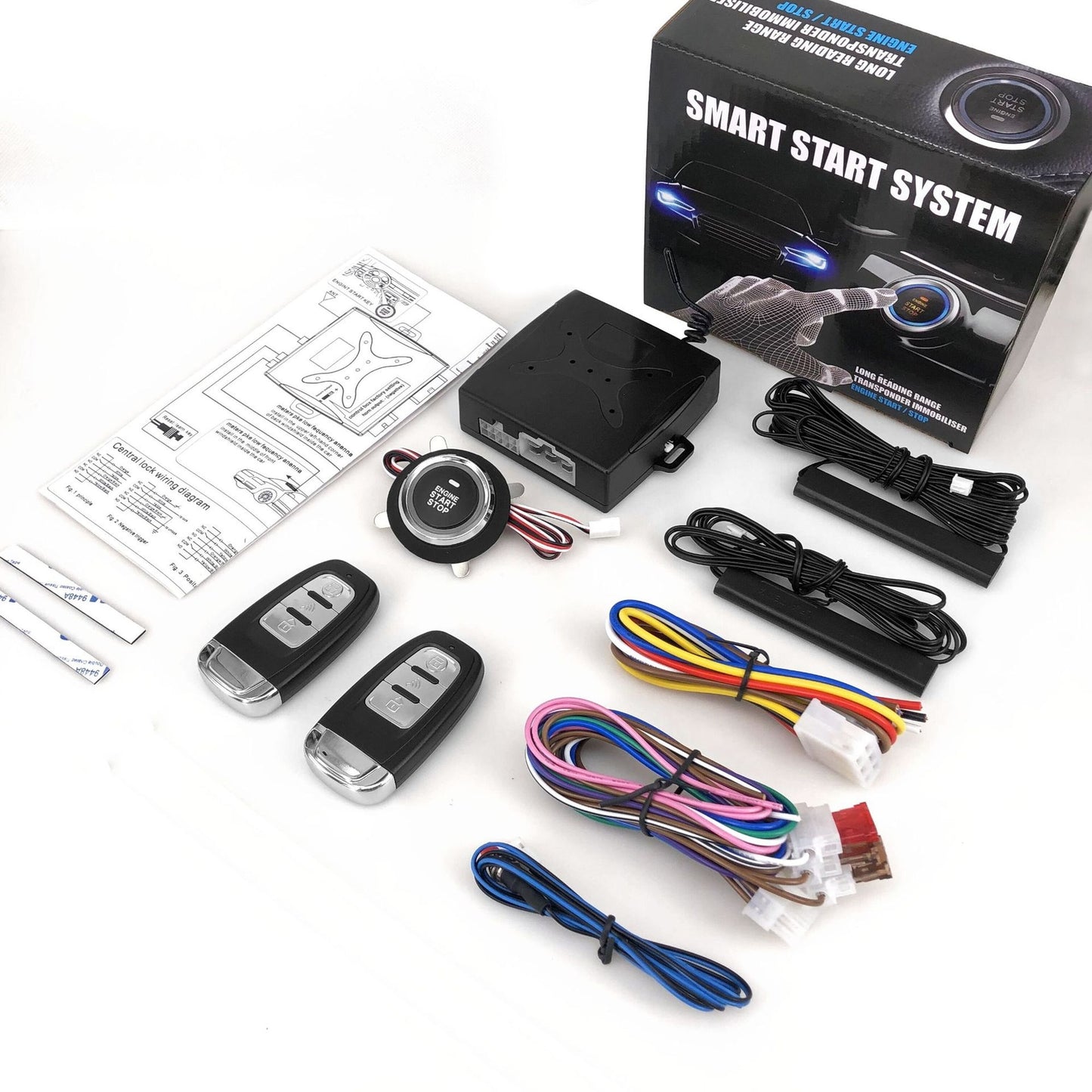 Car start button PKE keyless alarm remote start preheating and cooling - n