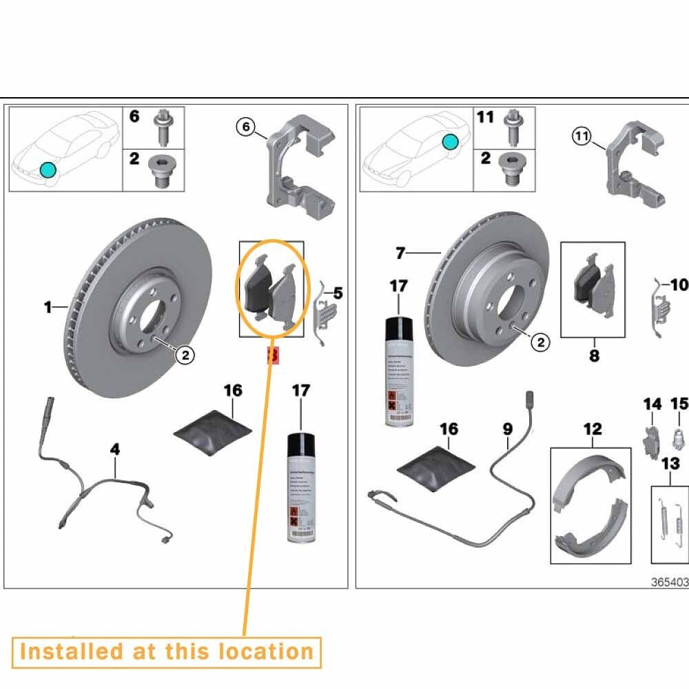 Front brake pads for Rolls-Royce for Phantom Coupe RR3 2007-2016 - Equipment Manufacturer 34116763652