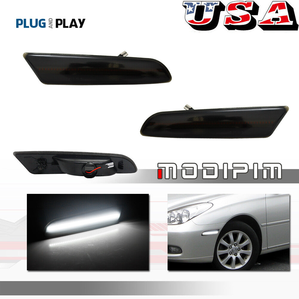 2 Pack Smoked Lens White LED Side Marker Lights for for Lexus 5th Generation for ES Model - v