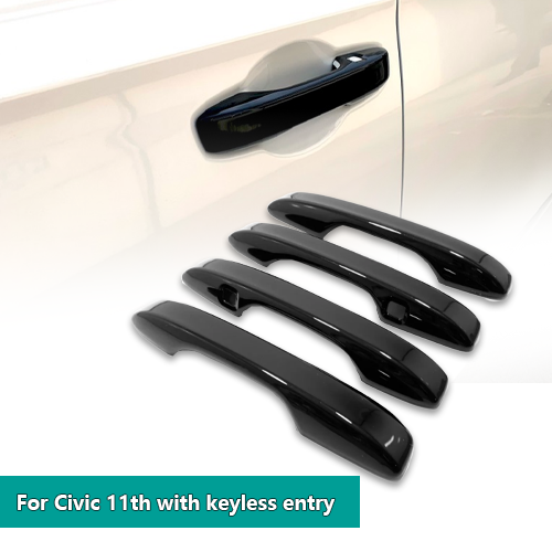 For 2022-2024 for Honda for Civic Gloss Black Outdoor Handle Cover Trim 4pcs