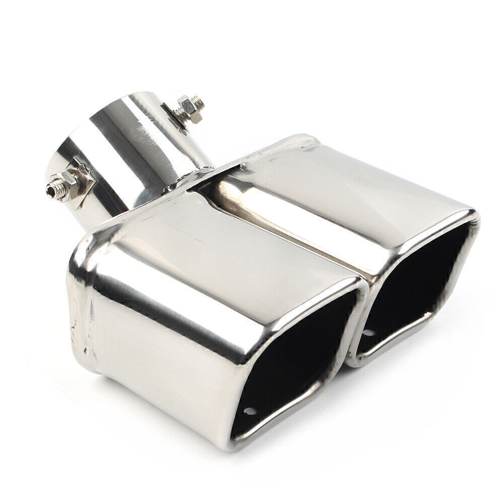 38-54mmDual Rear Exhaust Pipe Trim Tip Tail Pipe Muffler End Stainless Steel Q