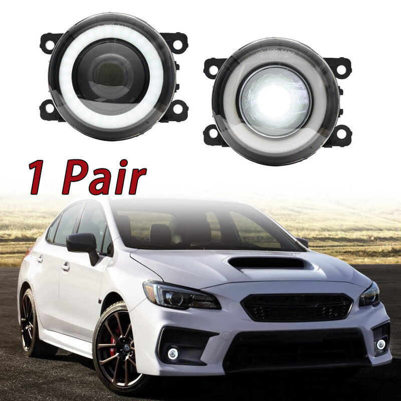 White LED fog lights with halo ring DRL, suitable for 2013-2016 for Subaru BRZ and 2015-2021 WRX STI Impreza.