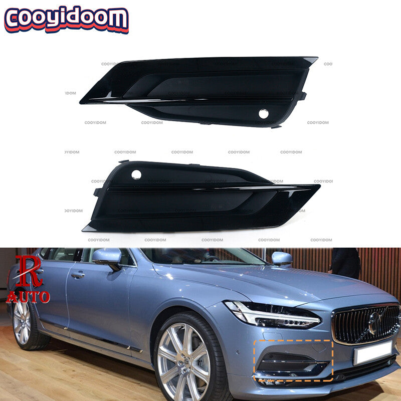 A pair of fog lights, a grille, and a carbon black front bumper styling are available for the for Volvo S90 V90 2016-19.