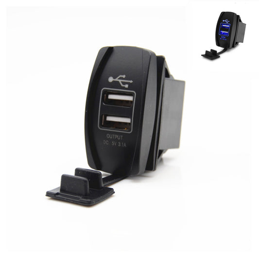 Auto 2 Port Charger Boat Car Backlit Dual Blue LED USB Socket Charger Adapter