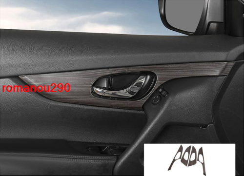 for Nissan Rogue 2017-2020 Wood Grain Look Interior Door Handle Benel Cover Trim