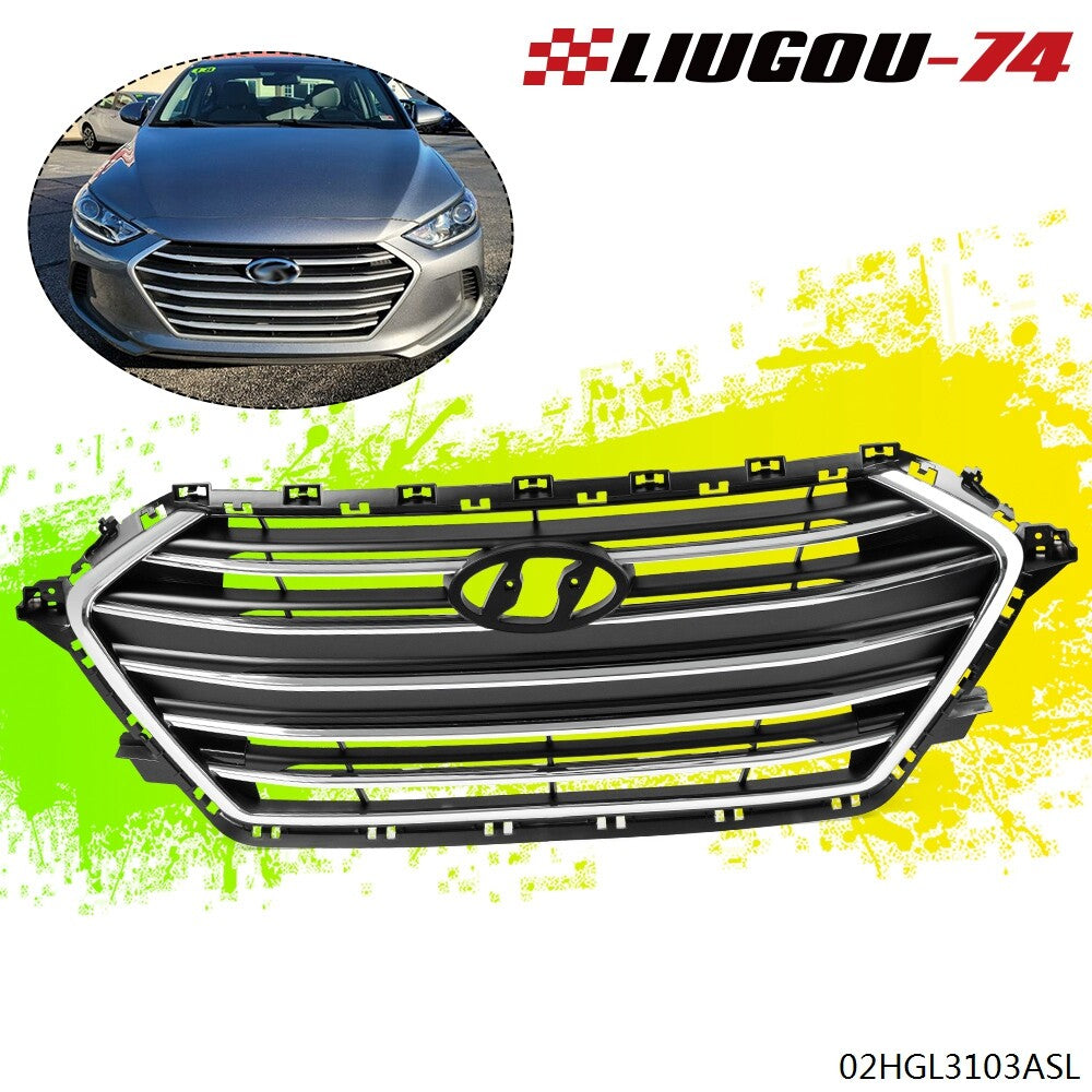Fits 2017 - 2018 for Hyundai for Elantra Replacement Front Bumper Grille with for CHRome Trim - v