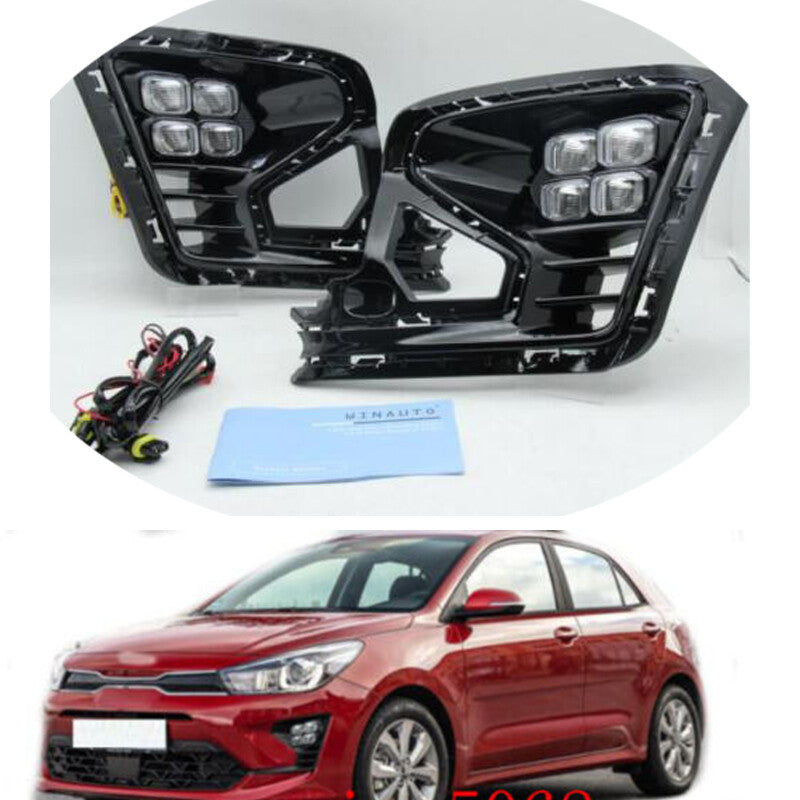 For AUTO 2021-2023 for Kia Rio DRL Led Daytime Running Fog Light W/ Turn Signal Lamp