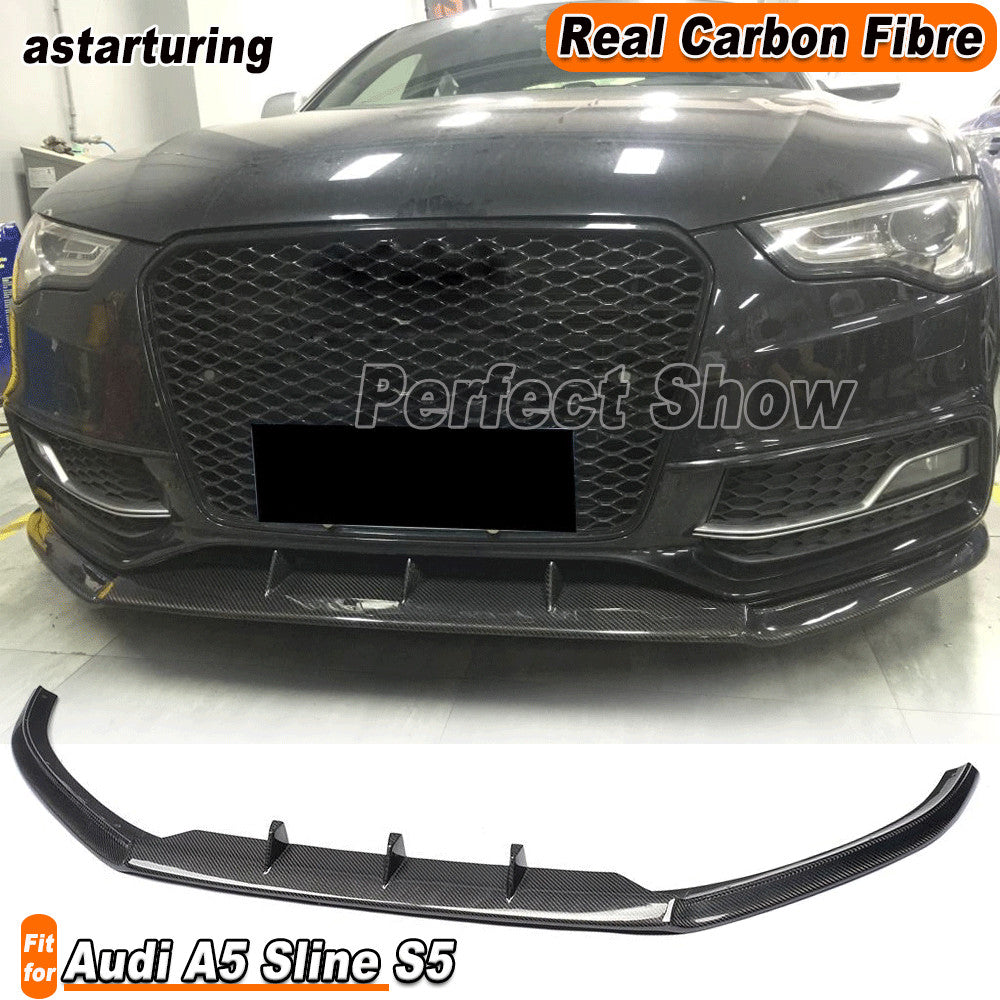 Real Carbon Fiber Front Bumper Lip Spoiler Splitters for Audi A5 Sline S5 12-16
