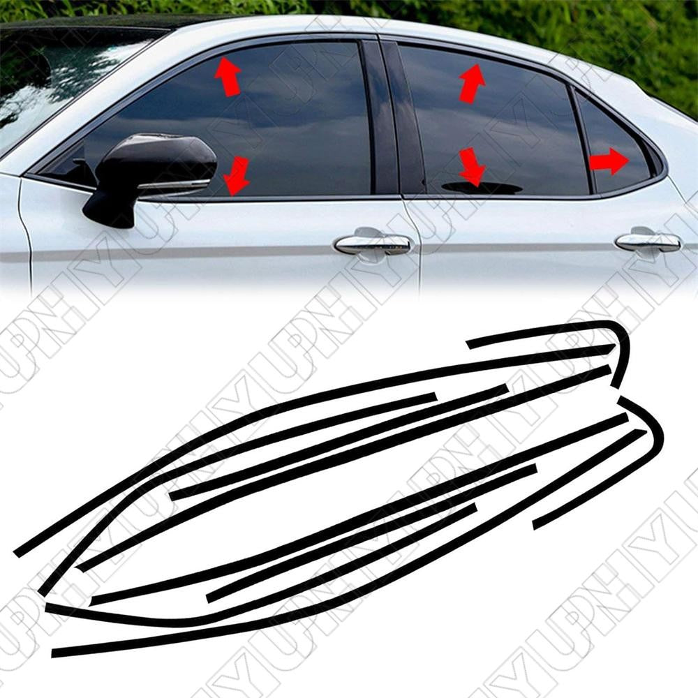 Chrome Delete Blackout Overlay Window Trim Bright Black for Toyota for Camry 18-23