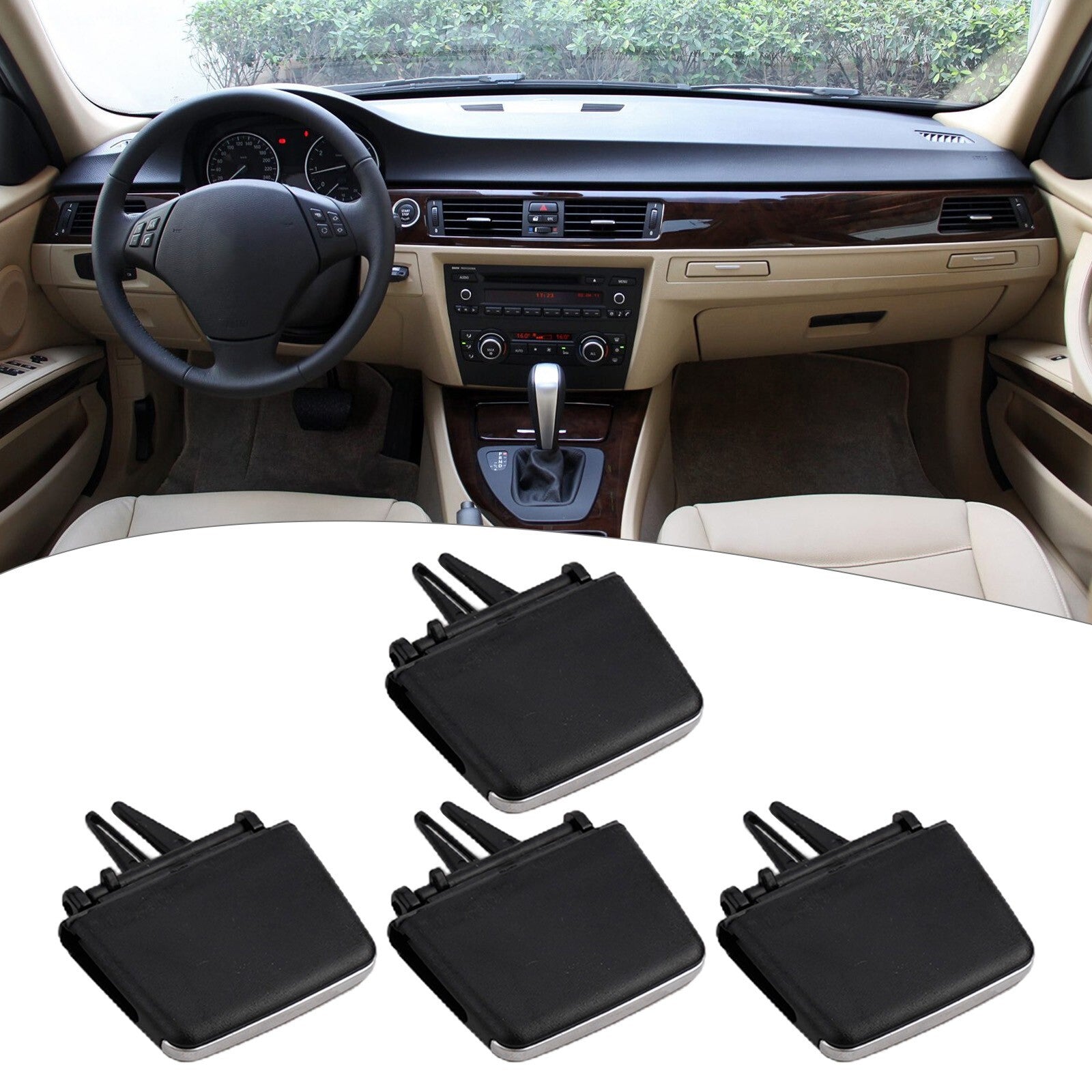 Air Vent Outlet Tab Plastic Black Front A/C Car Accessories